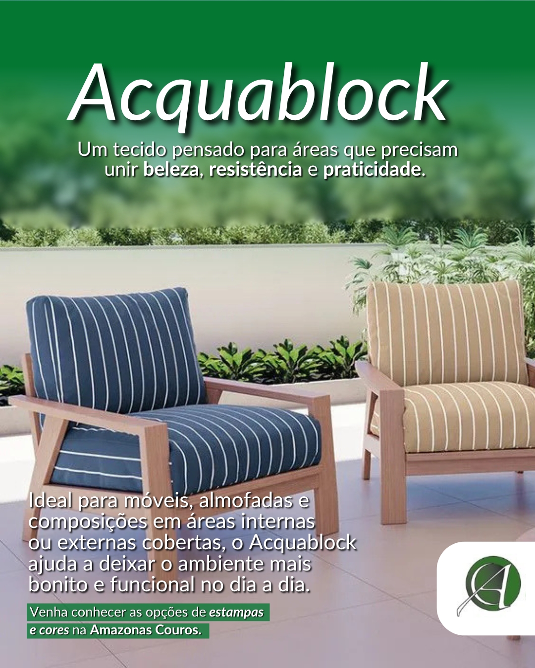 Tecido impermeável Acquablock com gotas repelidas em área gourmet