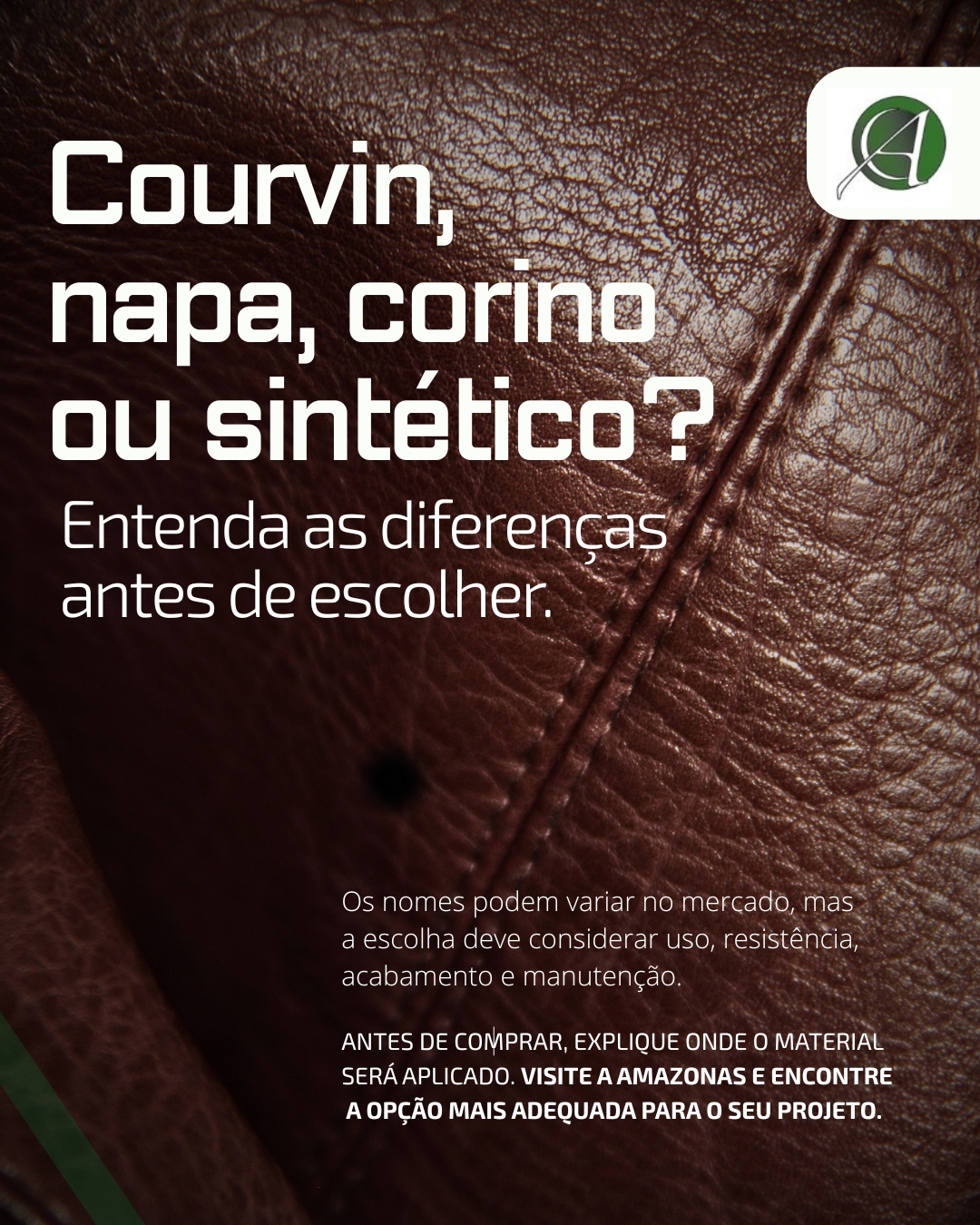 Mostruário de sintéticos resistentes: Courvin, Napa, Corino e Náutico